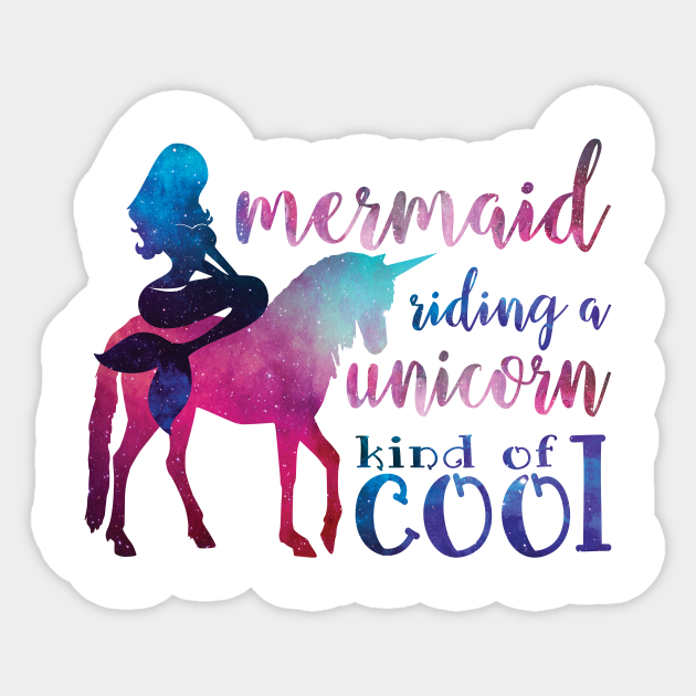 Mermaid riding unicorn  fantasy  sticker  teepublic